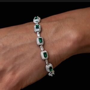 Iced Emerald Cushion Cut Bracelet